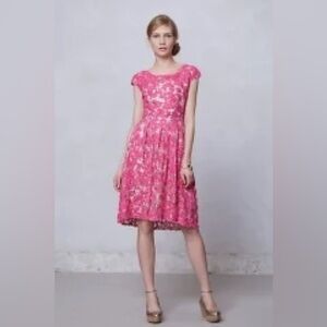 Anthropologie Jardin Lace Dress in Pink